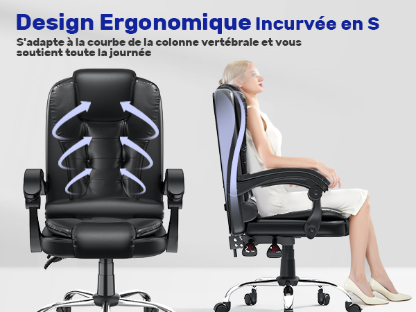 Sedia ufficio dattilo ergonomica con schienale alto e base con ruote in nylon - Rivestimento in tessuto ignifugo o similpelle