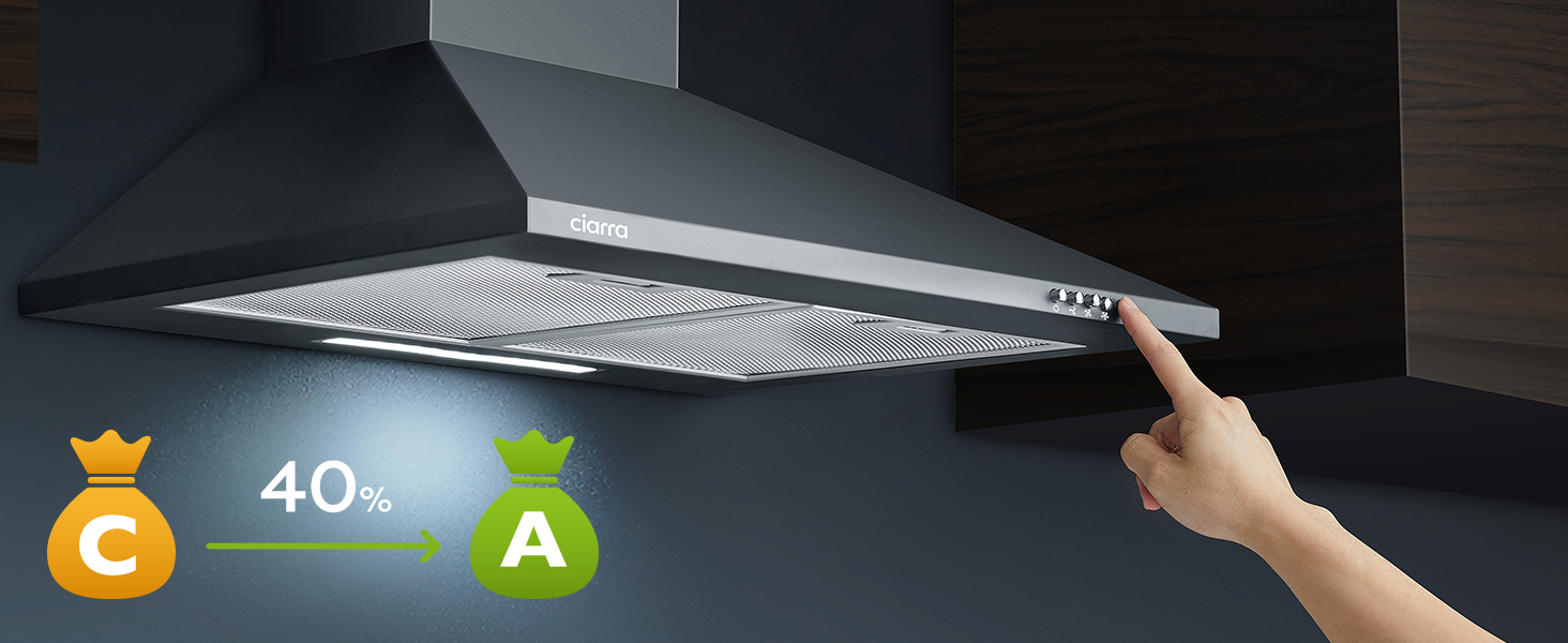 ciarra hotte noire 60 cm