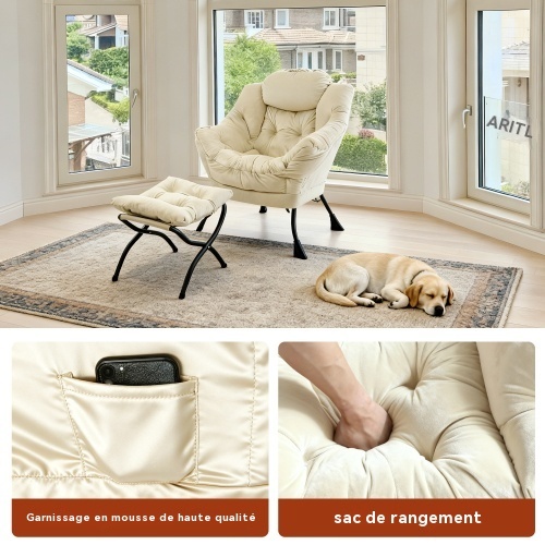 Fauteuil repose-pieds - Tissu polyester de haute qualité respirant