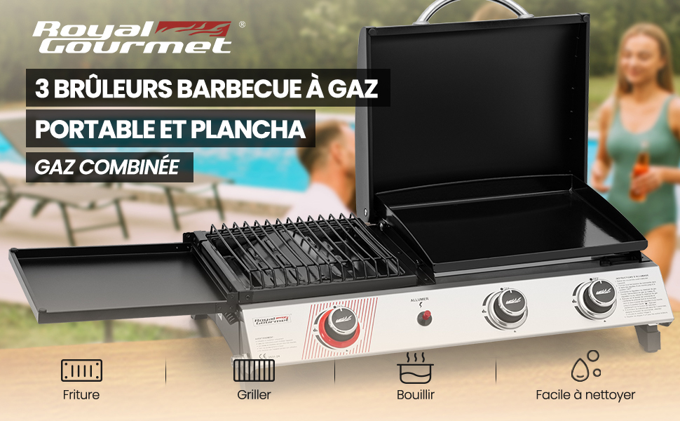 Barbecue Gaz à 3+1 Brûleurs - Gril à Gaz Sur Chariot - Puissance