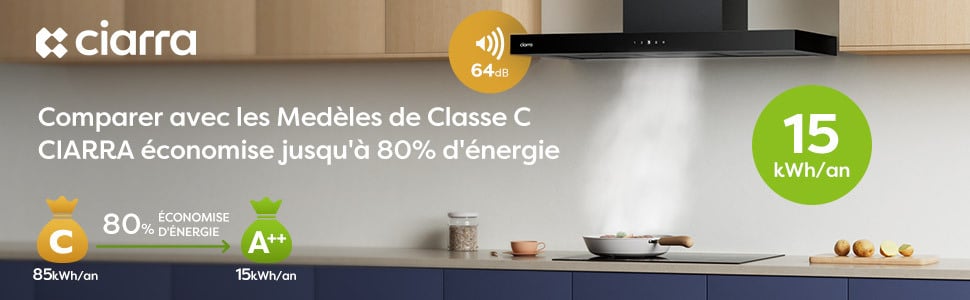 Hotte Aspirante noire 90cm touche tactile