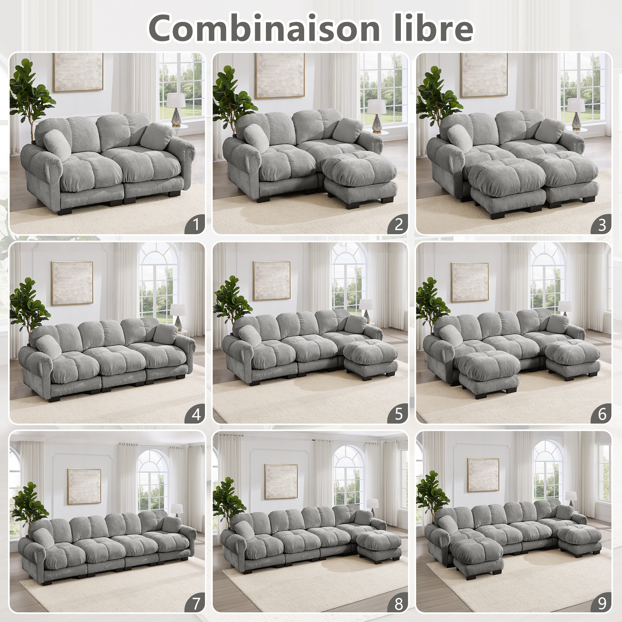 Présentation du canapé modulable en chenille