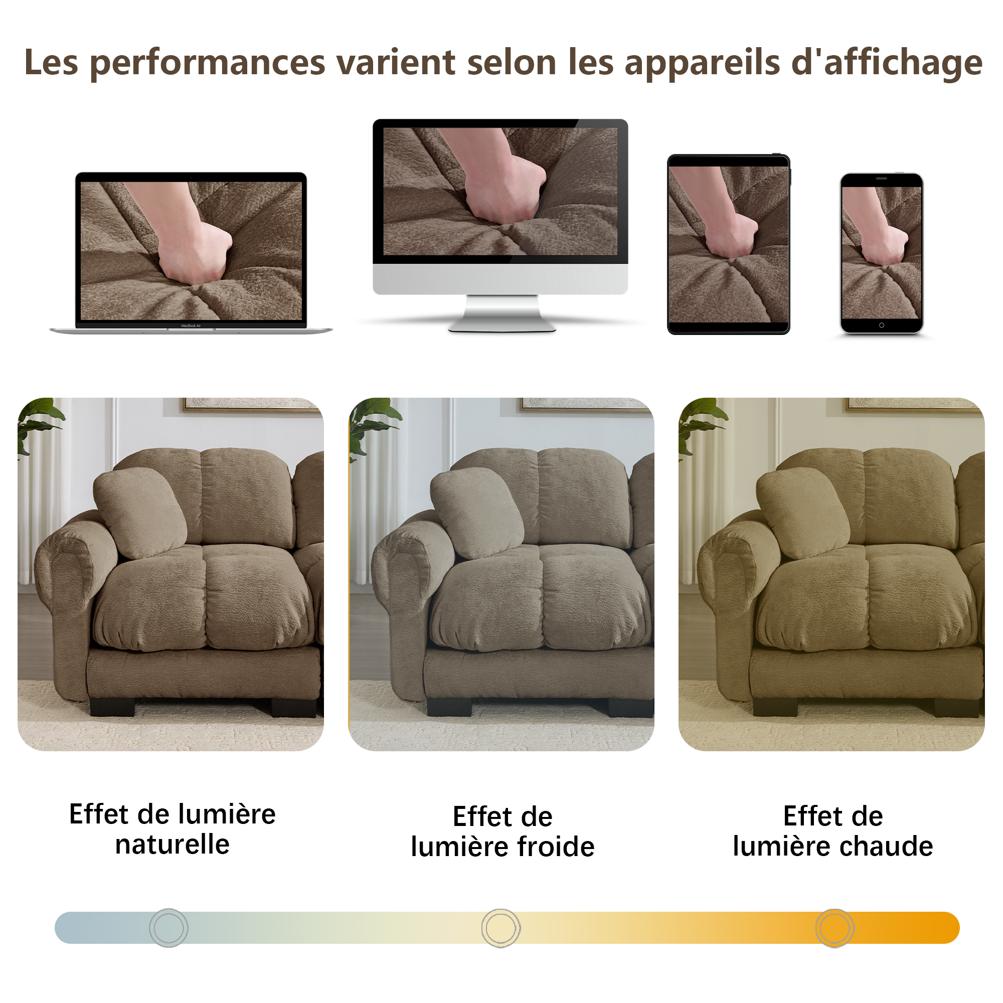 Présentation du canapé modulable en chenille
