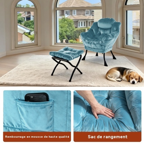 Ensemble fauteuil repose-pieds - Structure métallique robuste et stable