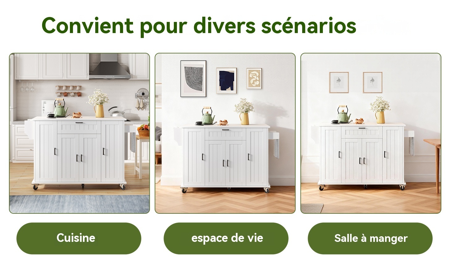 Chariot de cuisine - Rangement polyvalent avec 4 portes