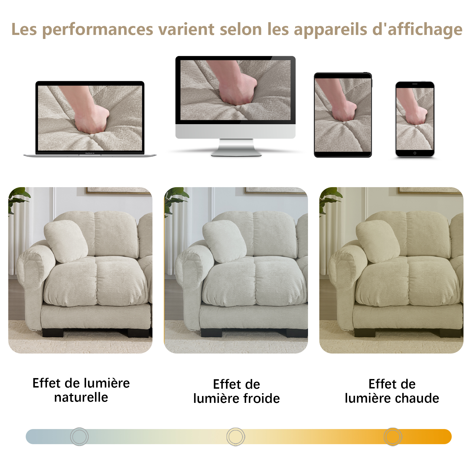 Présentation du canapé modulable en chenille
