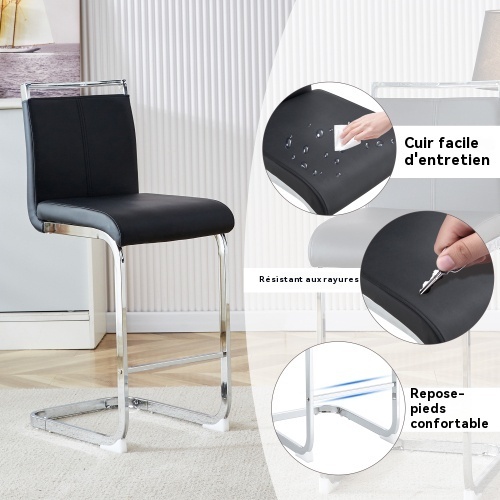 Tabouret de bar noir et argenté - vue 2