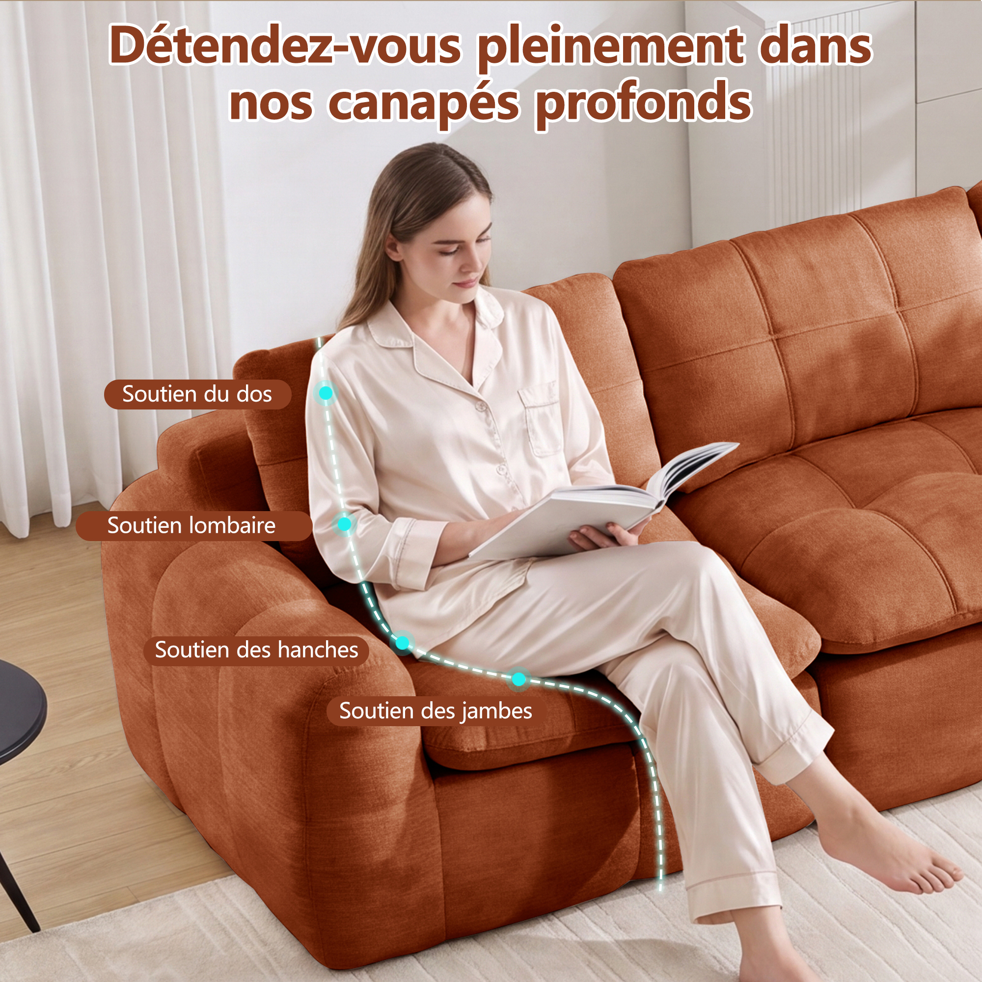 Assise large et profonde du canapé 3+2 places