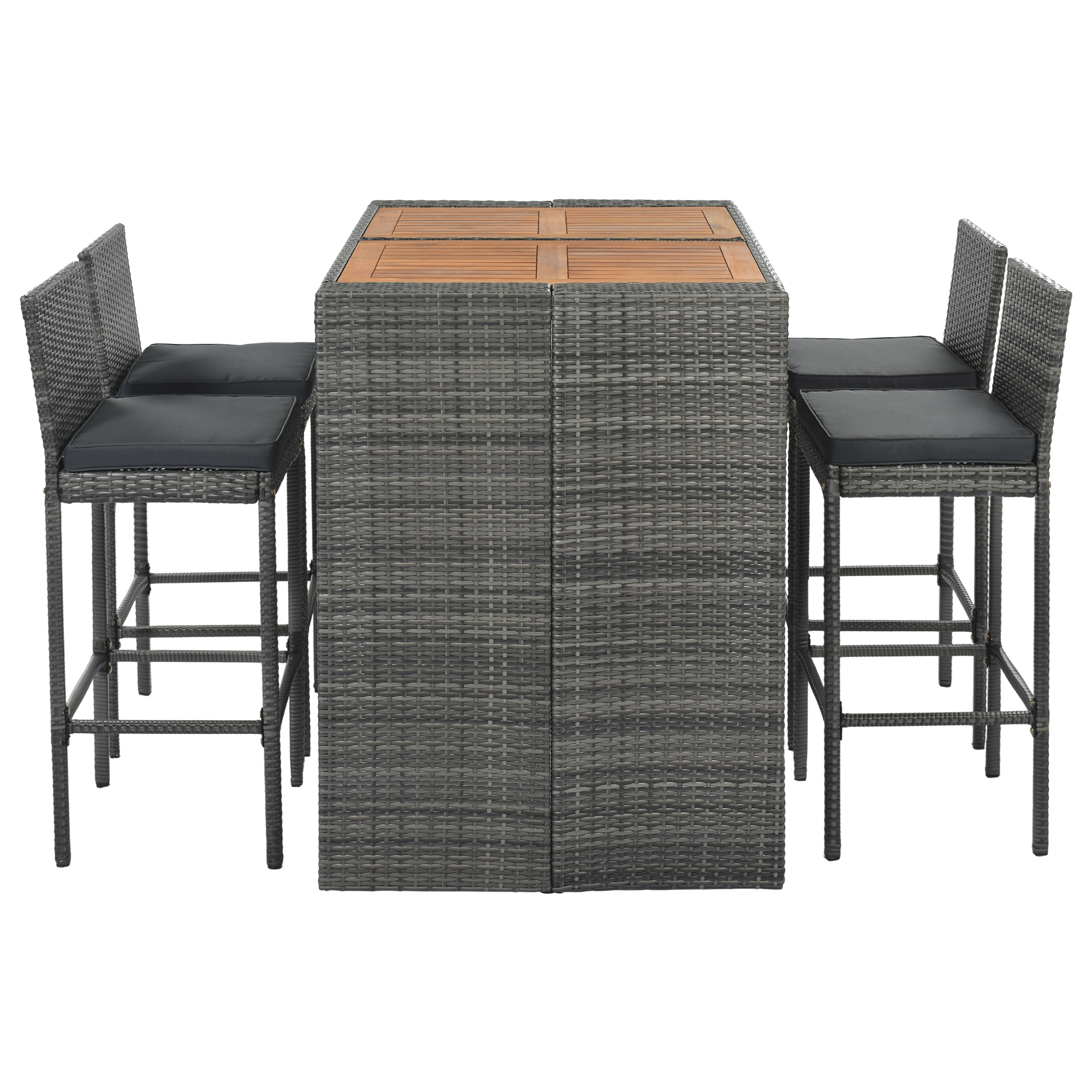 Salon De Jardin 4 Places, Meubles De Salle à Manger Et De Bar Avec Table En Bois Et 4 Chaises Avec Coussins -Promos Garde Plante Boutique