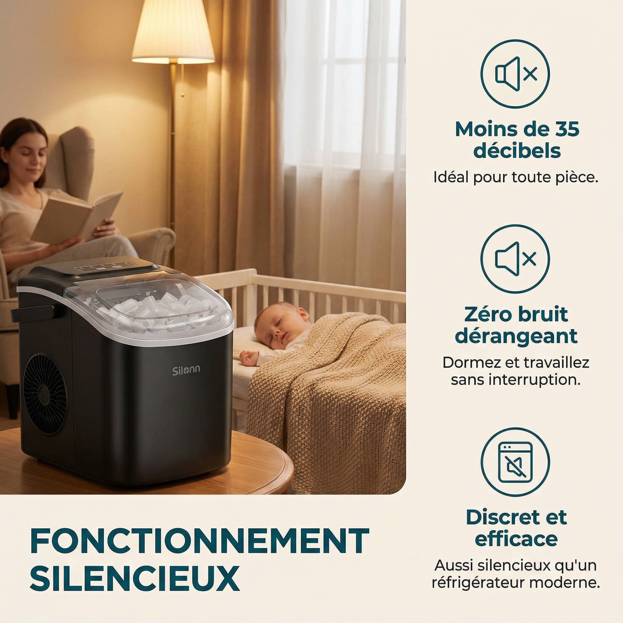 Machine à glaçons Silonn - Fonctionnement silencieux
