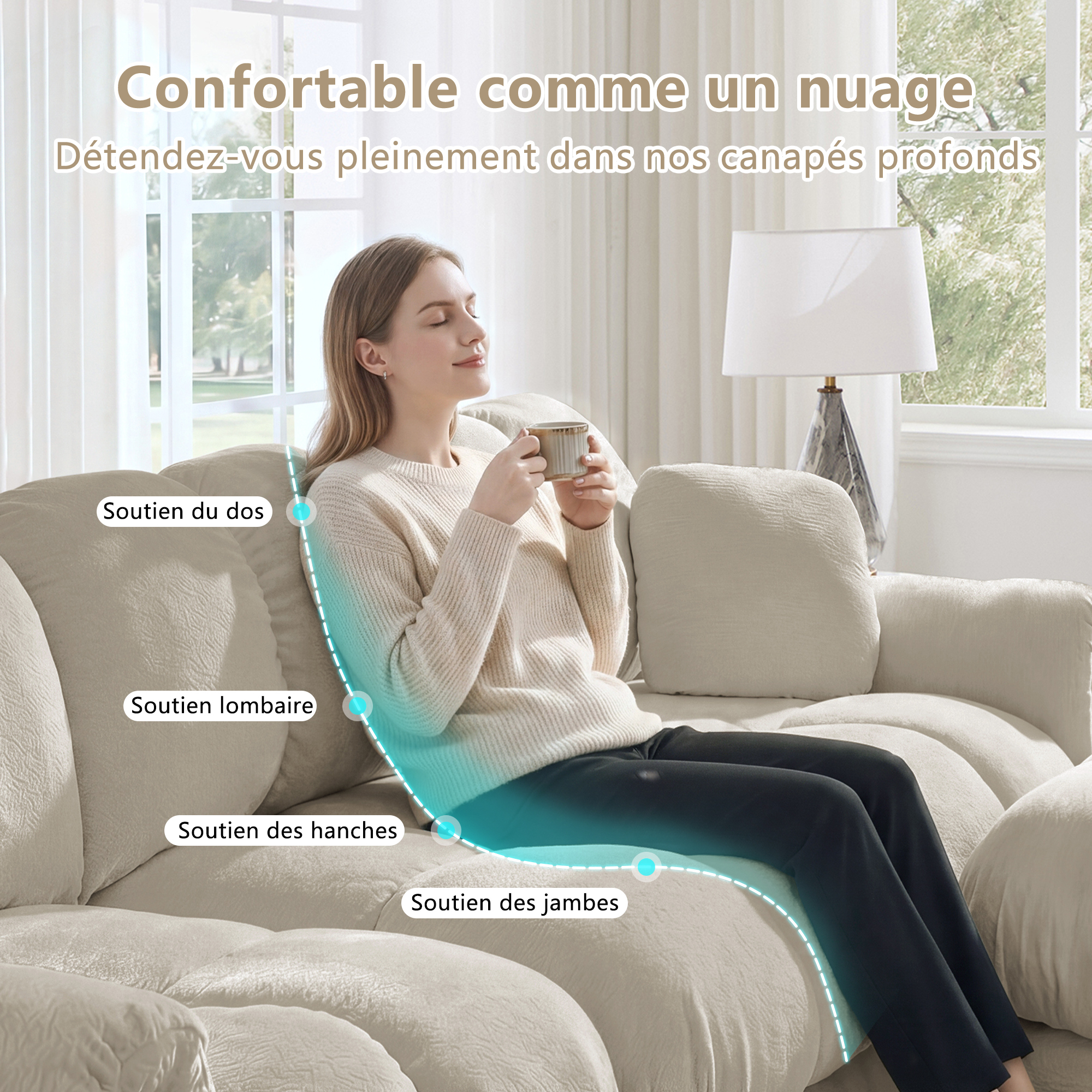 Coussin décoratif inclus avec le canapé modulable