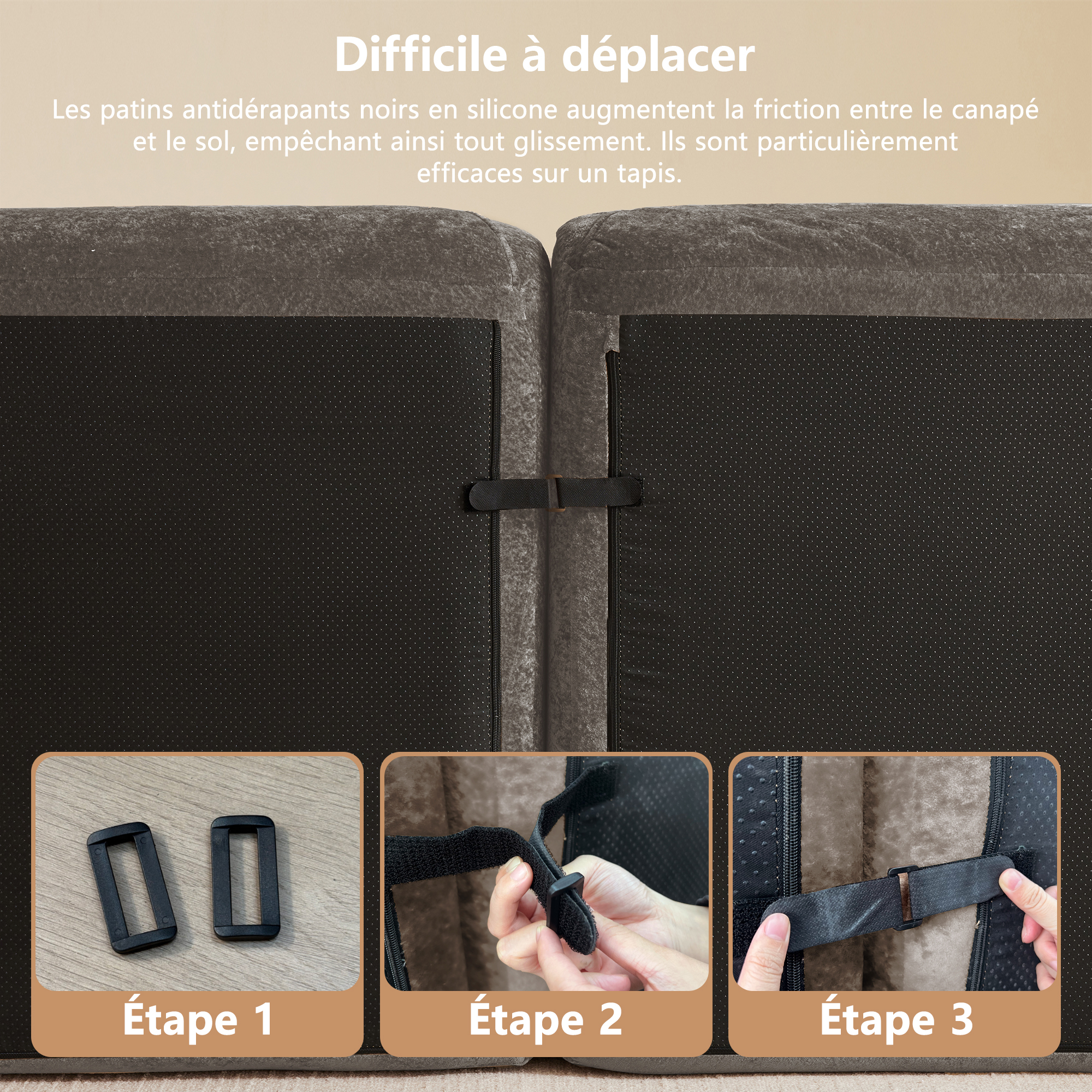 Canapé compressé sous vide après déballage