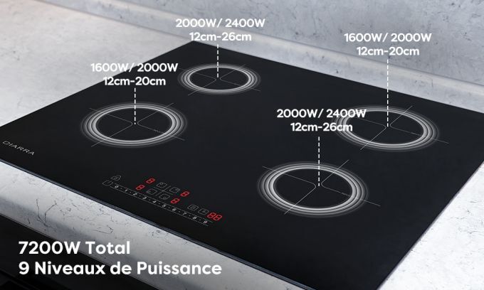 ciarra plaque induction 4 foyers boosters