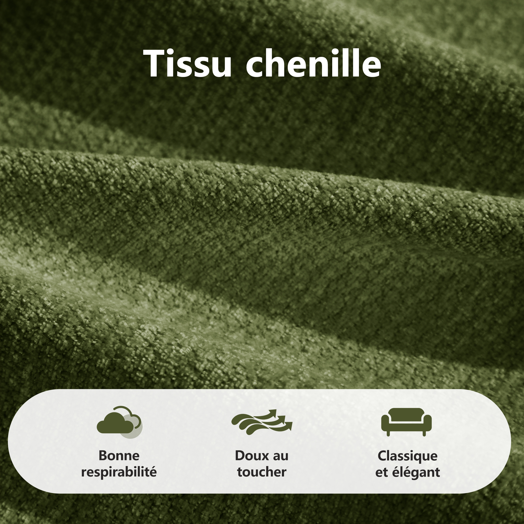 Revêtement en chenille jaune du canapé modulable