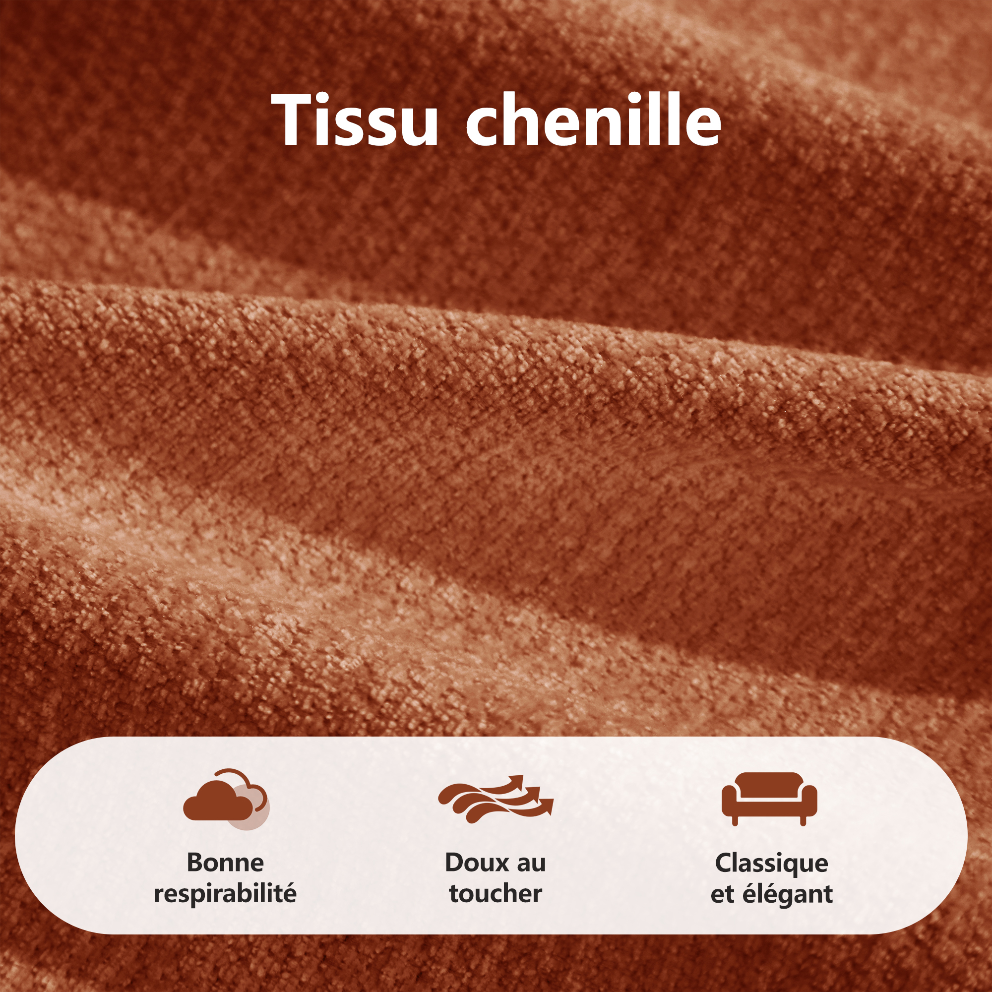 Revêtement en chenille orange du canapé modulable