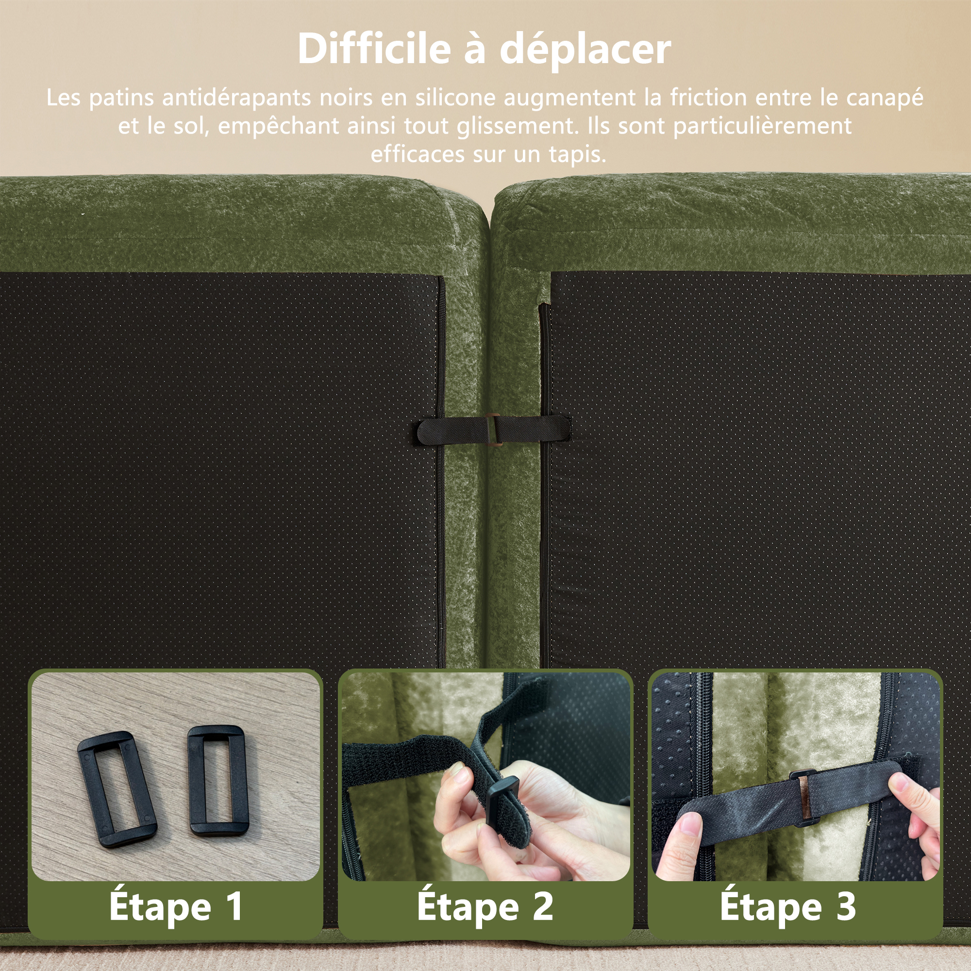 Canapé compressé sous vide après déballage