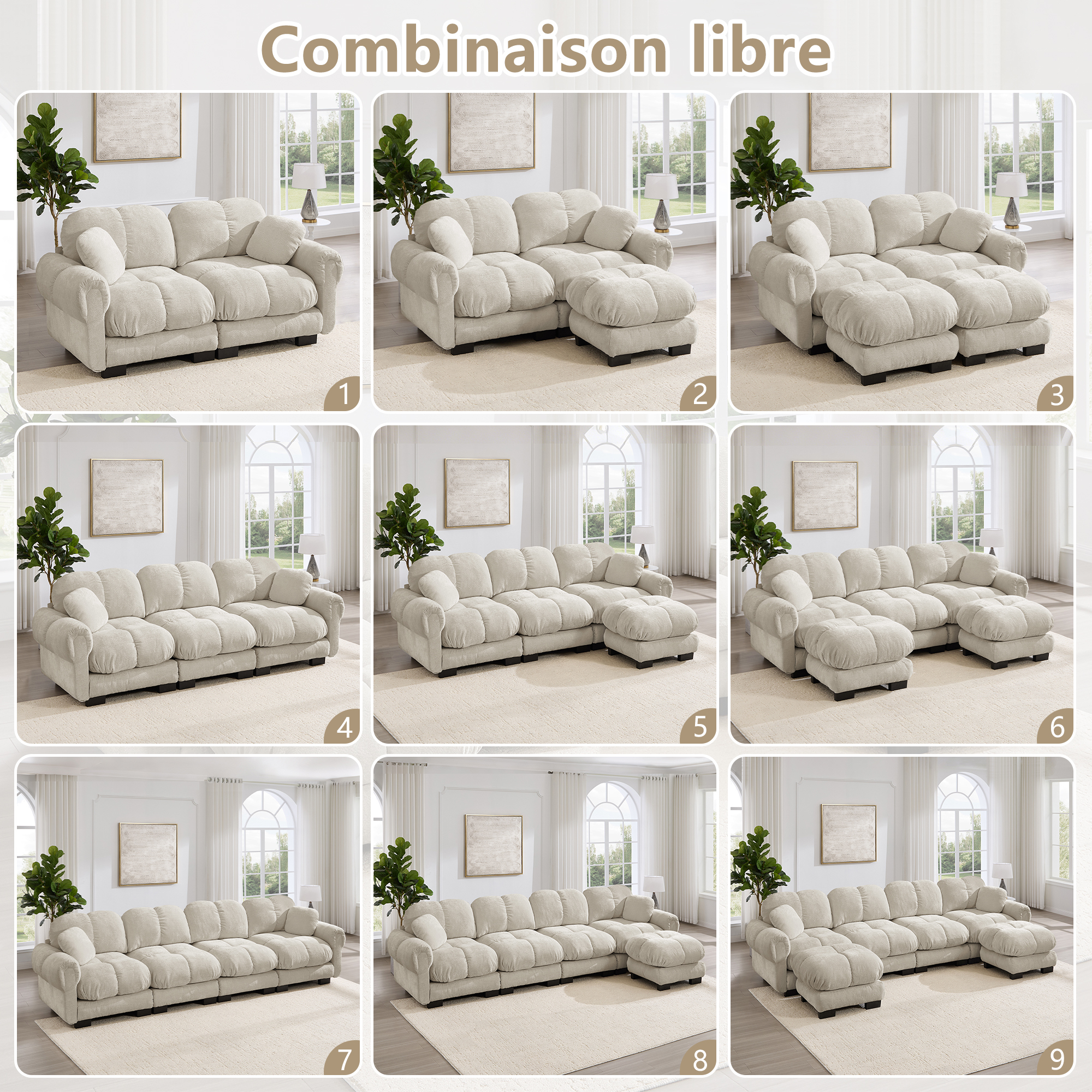 Présentation du canapé modulable en chenille