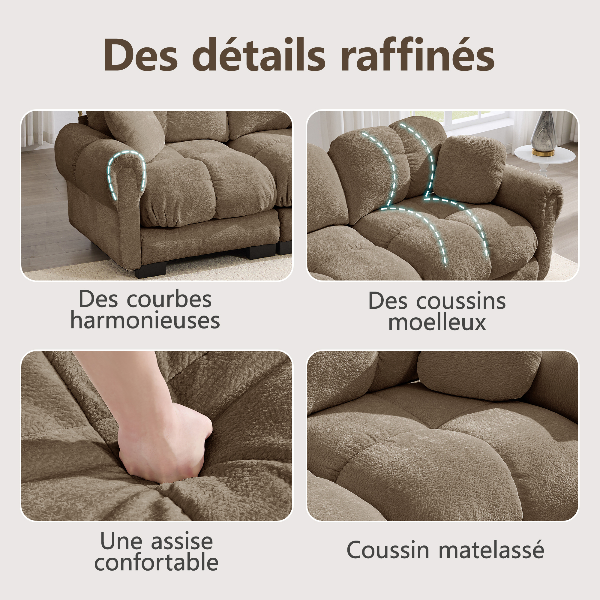 Coussin décoratif inclus avec le canapé modulable
