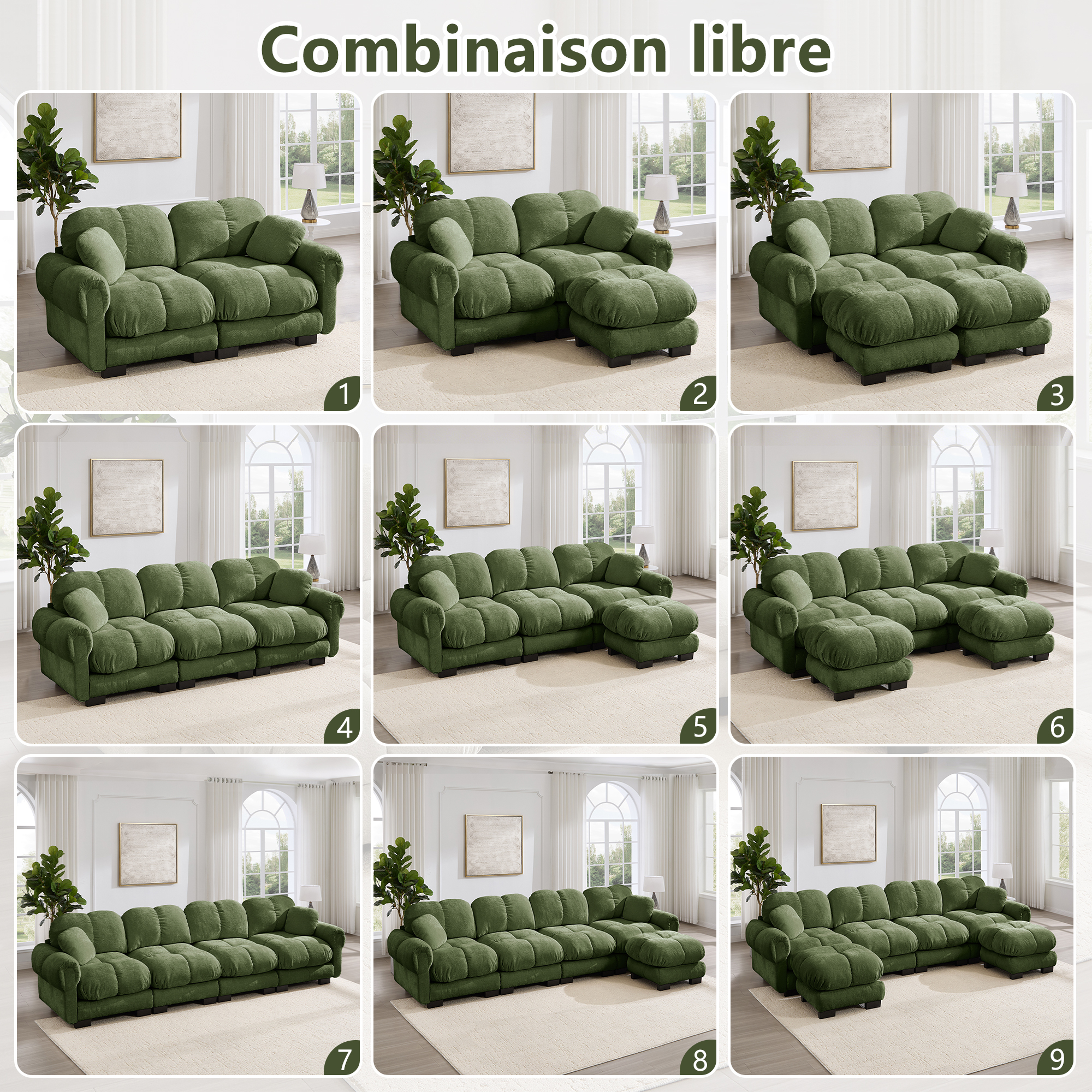 Présentation du canapé modulable en chenille