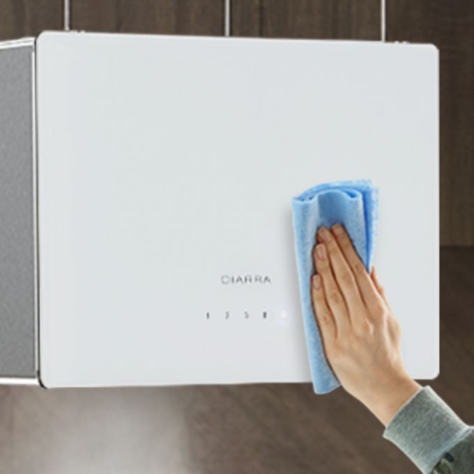 hotte ilot verre blanc