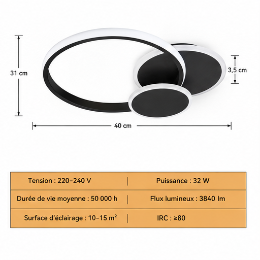 Plafoniera LED nera moderna