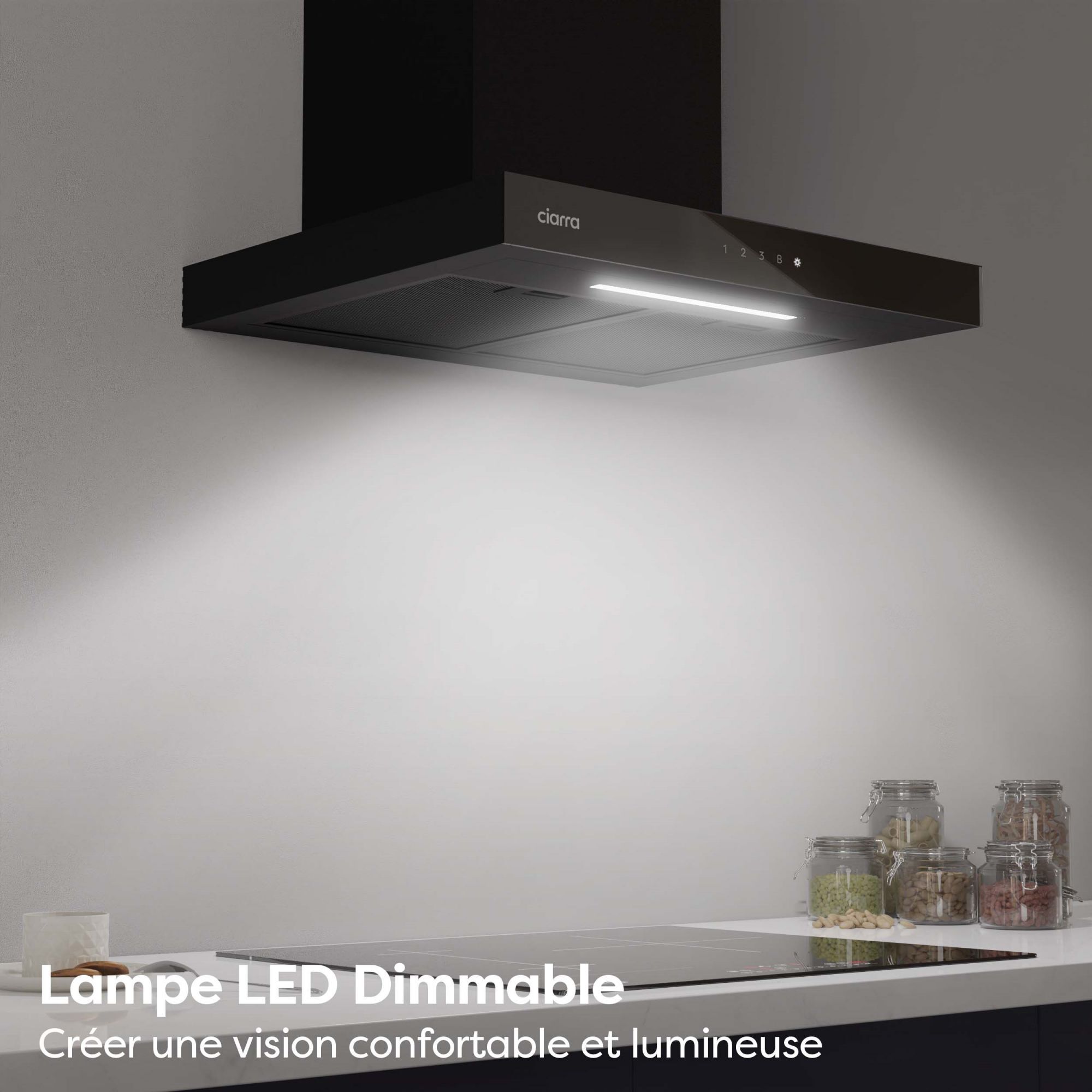 hotte aspirante LED eclairage dimmable