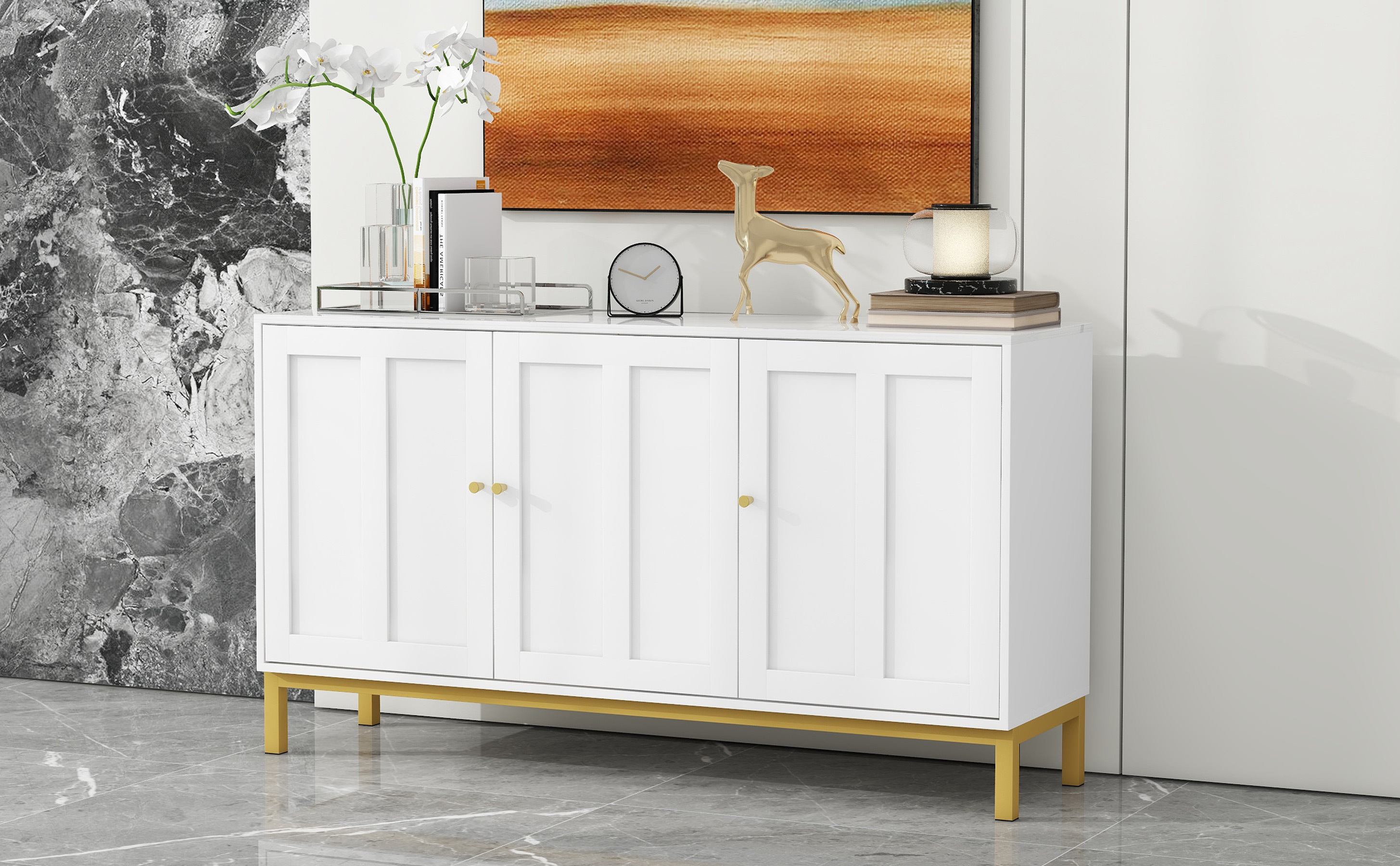 Plateau Décoratif En Marbre Naturel BSTKEY - 63,5x63,5 Cm - Gris - Rangement Et Décoration Maison