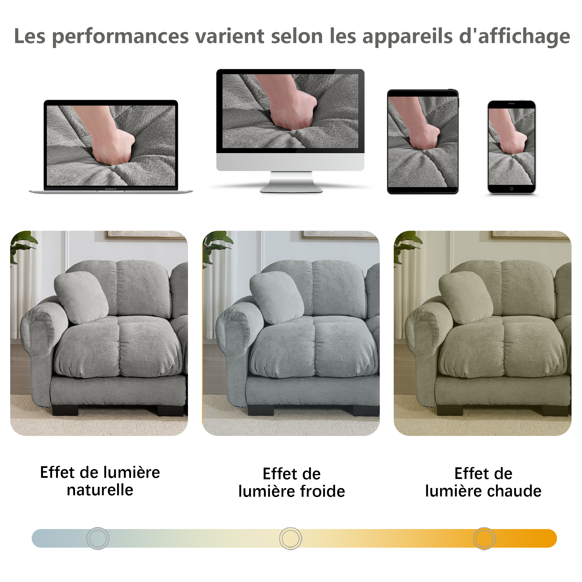 Présentation du canapé modulable en chenille