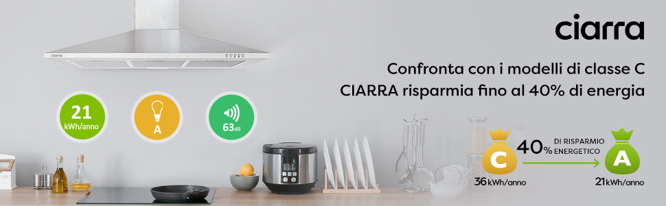 CAPPA ASPIRANTE IN ACCIAIO INOX 90CM