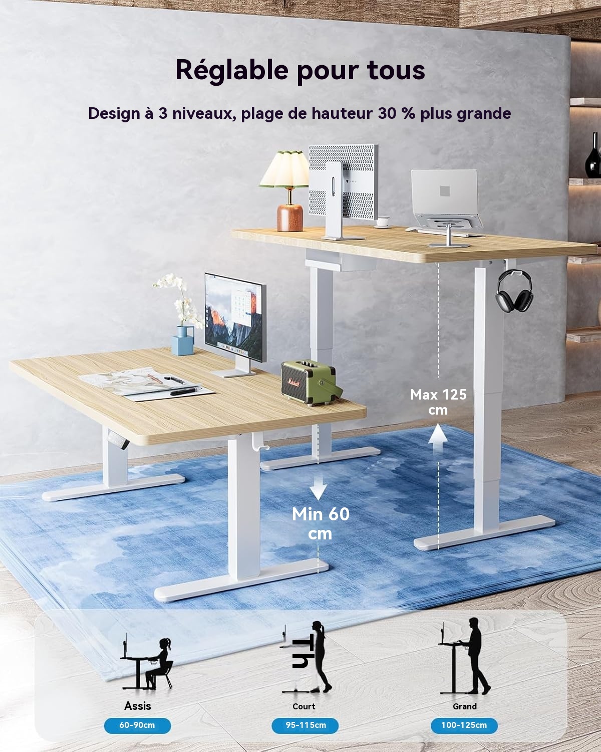 Accessoires étiquetés et système de gestion des câbles du bureau