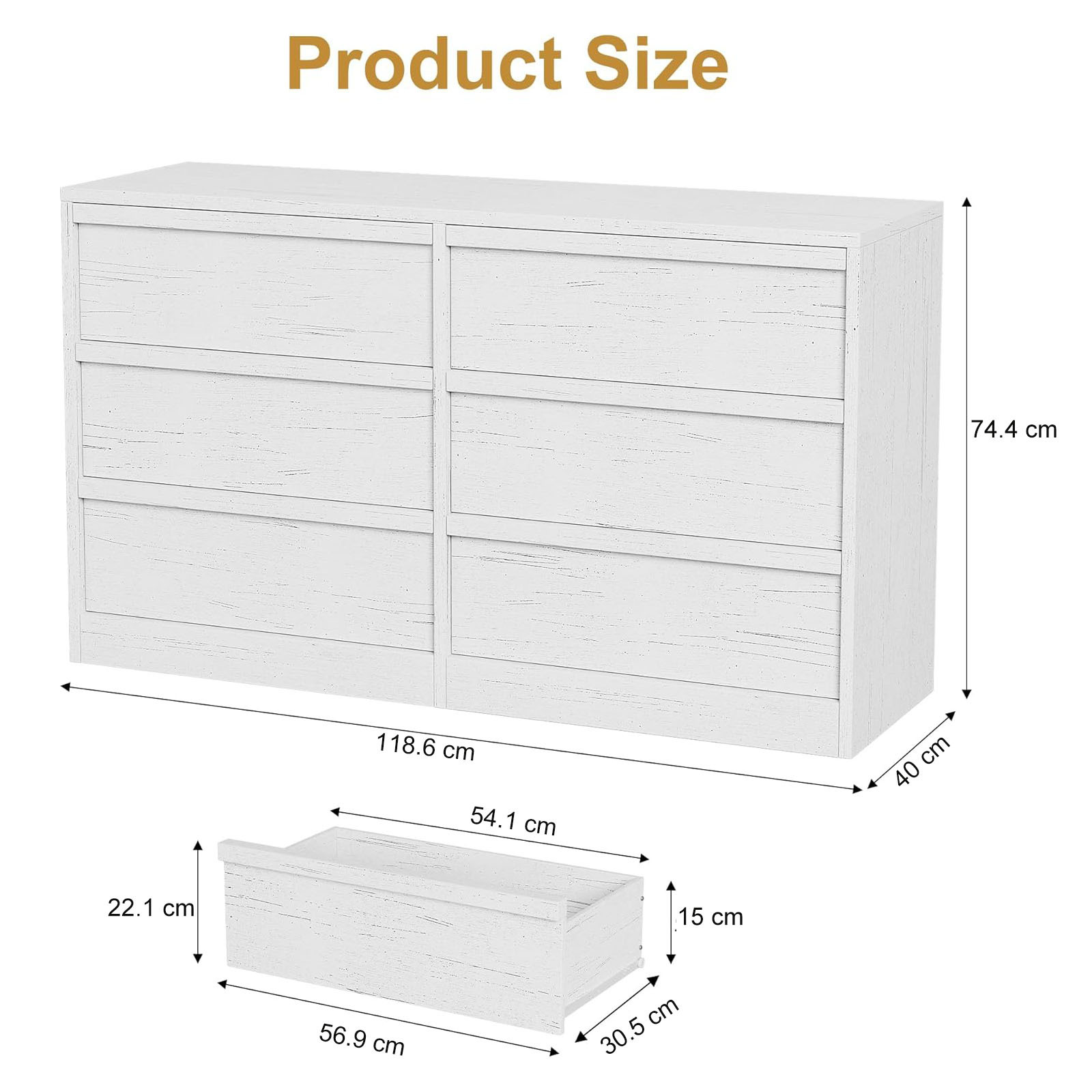 Commode 6 tiroirs blanc