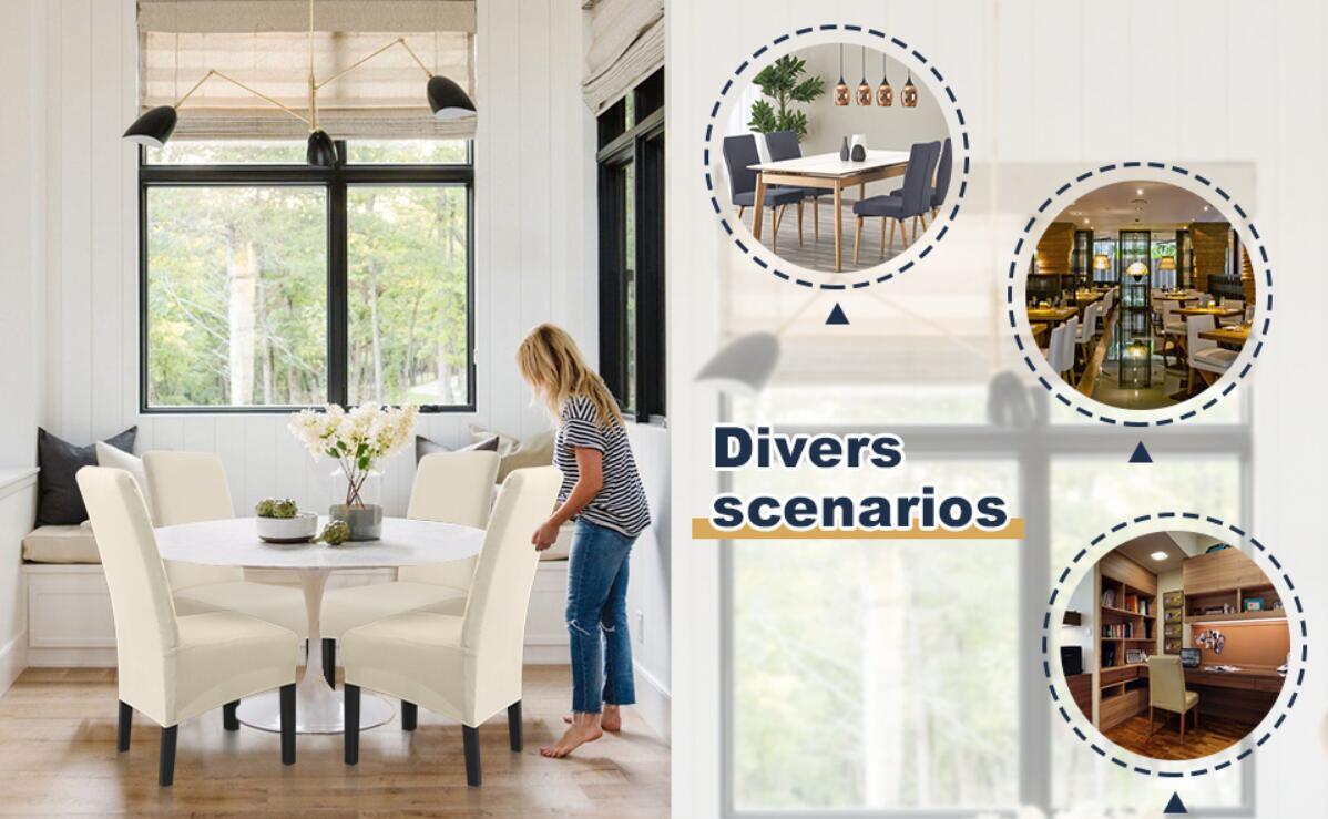 Housses De Chaise De Salle à Manger En Velours, Housse De Grande Chaise Extensible, Housse De Chaise à Dossier Haut En élasthanne élastique Lavable Amovible XL, Lot De 2, Beige -Homcomes Boutique