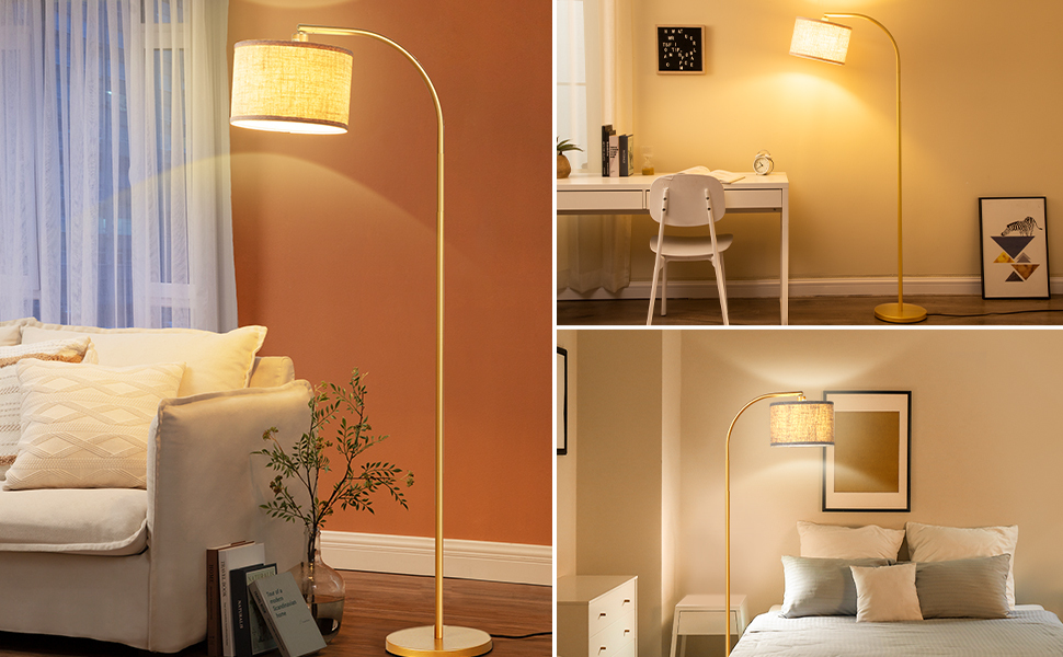 Lampadaire Intérieur En Arc - Style Rétro - Abat-jour Crème - Occasion