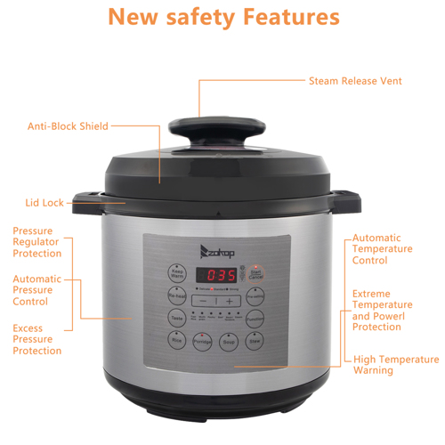 1000W Push-button stainless steel electric pressure cooker 13 in 1 cooking  mode, Stainless steel color 