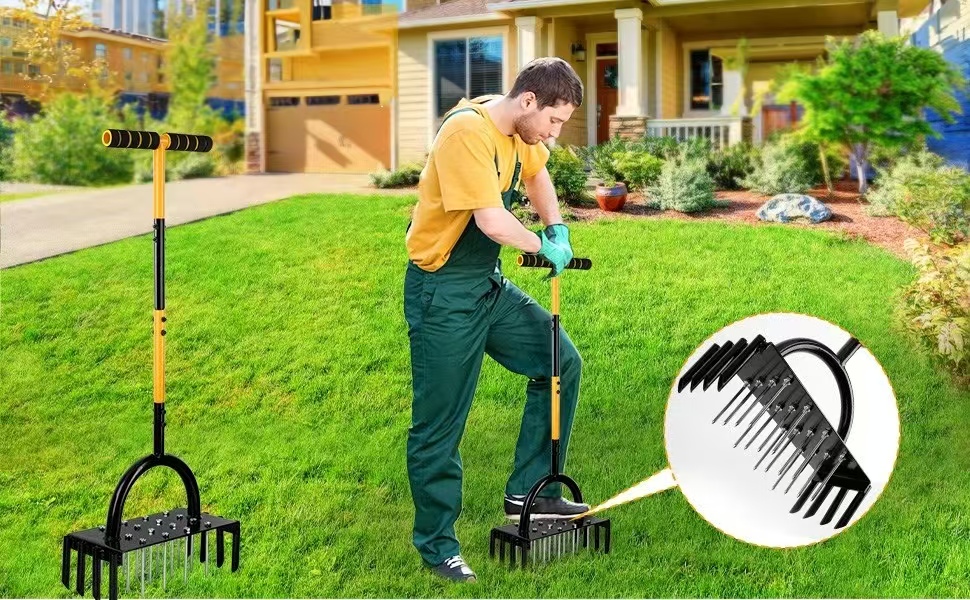 Aerateur Pelouse Gistuch Aérateur De Pelouse Manuel Réglable En Hauteur Pour Sols Et Pelouses Compactes Aerateur Manuel Avec 10 Pointes 84649136 Aerateur Gazon