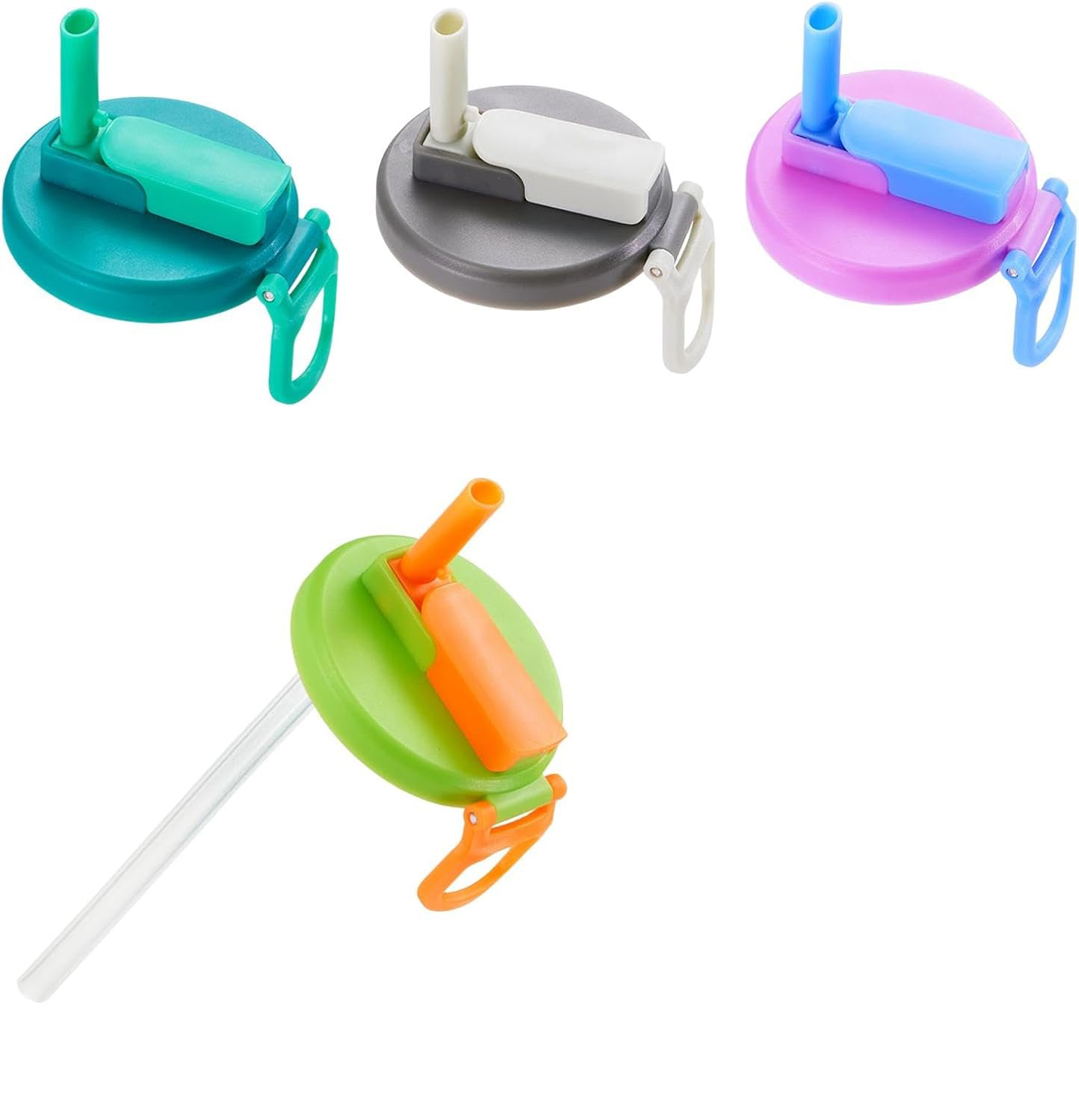 Lot De 4 Couvercles De Canette Avec Paille Réutilisables – Anti-Fuite En Silicone – Parfait Pour Cola, Limonade, Bière