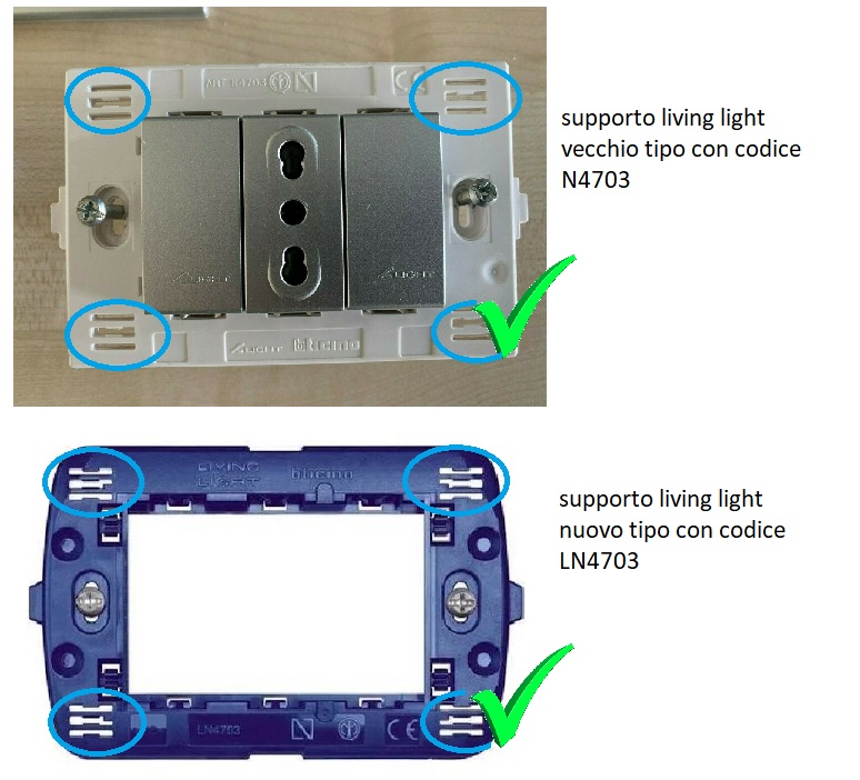 supporti per placche compatibili living light