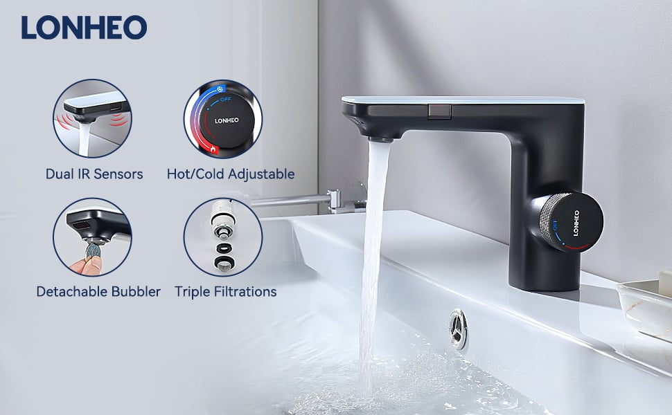 Grifo automático con sensor infrarrojo, aleación de zinc, sensor  inteligente sin contacto, manos libres, grifo de fregadero de cocina, baño,  grifo de