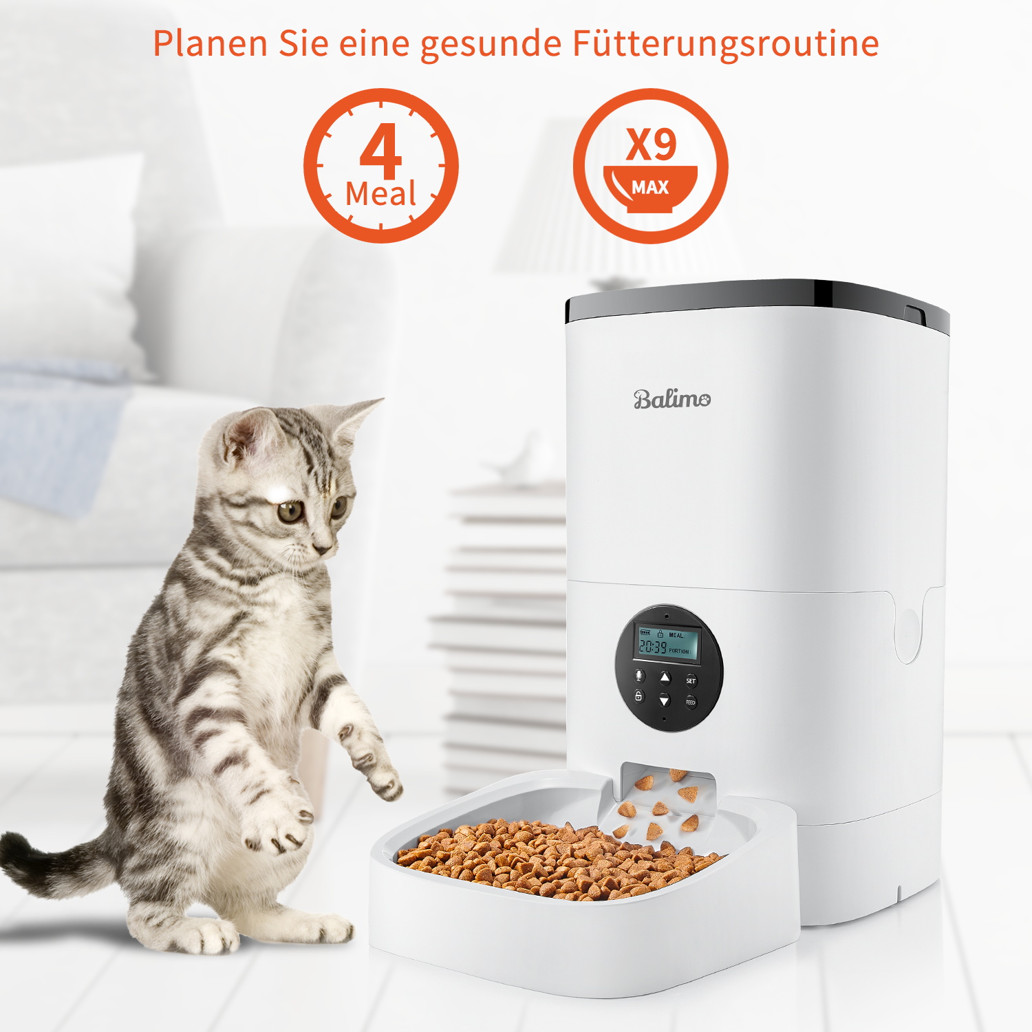 4l Balimo Distributeur Automatique De Nourriture Pour Chat Et Chien Distributeur De Croquette Gamelle 4 Repas Par Jour Avec Led Ecran