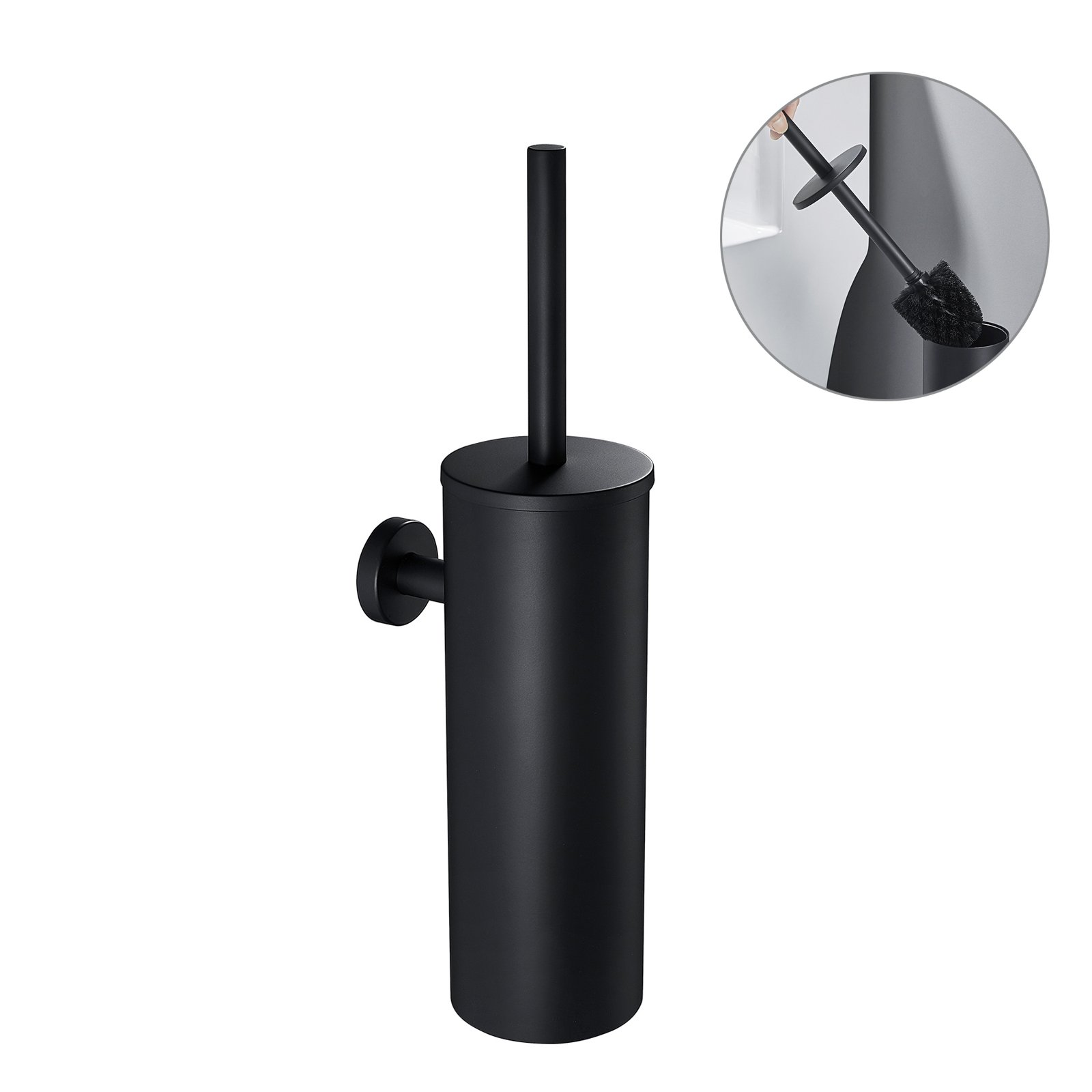 Escobillero Negro Auralum Escobilla de inodoro Negra Cepillo de Baño/ WC  montado en la pared de