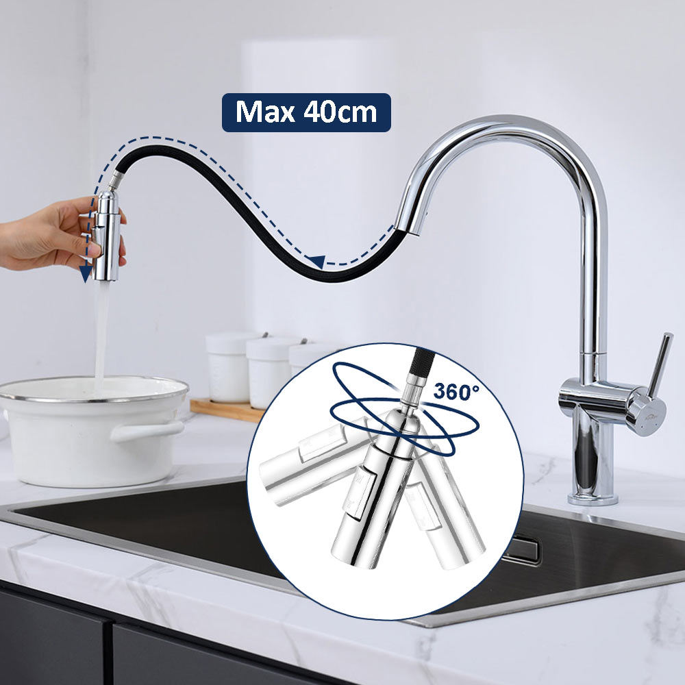 Estensione rubinetto cucina, aeratore rubinetto cucina, rubinetto cucina  girevole risparmio acqua 360 rubinetto, con 4 accessori, per accessori  cucina e bagno (3