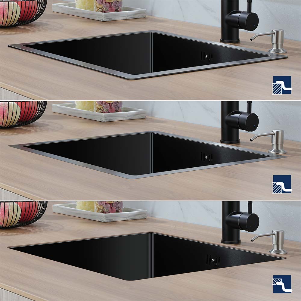 Auralum fregadero de 1 seno 55x44x19cm fregadero de cocina negro de acero i