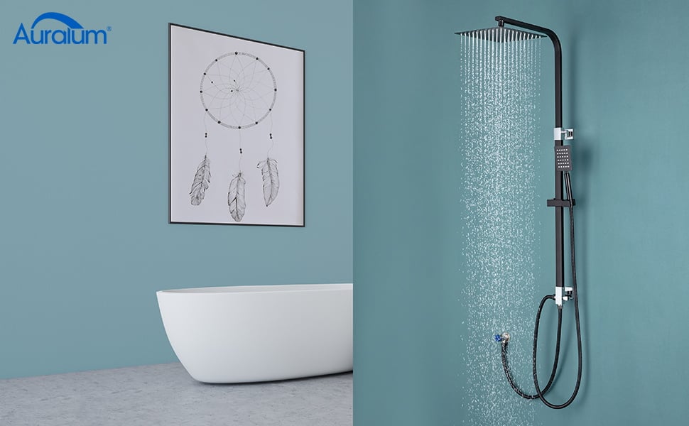 Columna Ducha sin Grifo Bañera Conjunto de Ducha de Acero Inoxidable de  Altura Adjustable Sin Mezclador