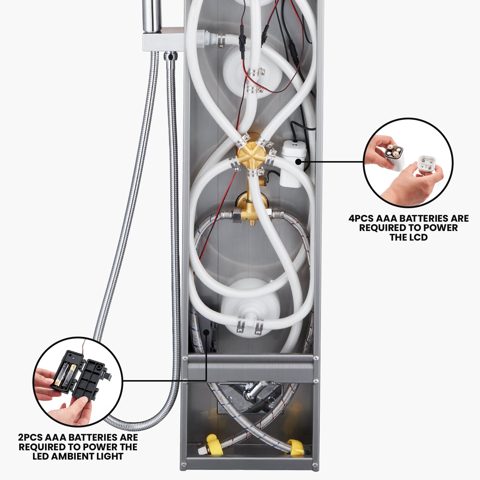 Auralum Columna Ducha Hidromasaje con luz LED y LCD, Sistema de Ducha Acero  Inoxidable 5 Función con Chorros de Masaje, Panel de Ducha para Baño :  : Bricolaje y herramientas