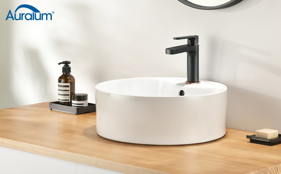 Auralum Robinet Salle de Bain Moderne, Mitigeur pour Lavabo Noir