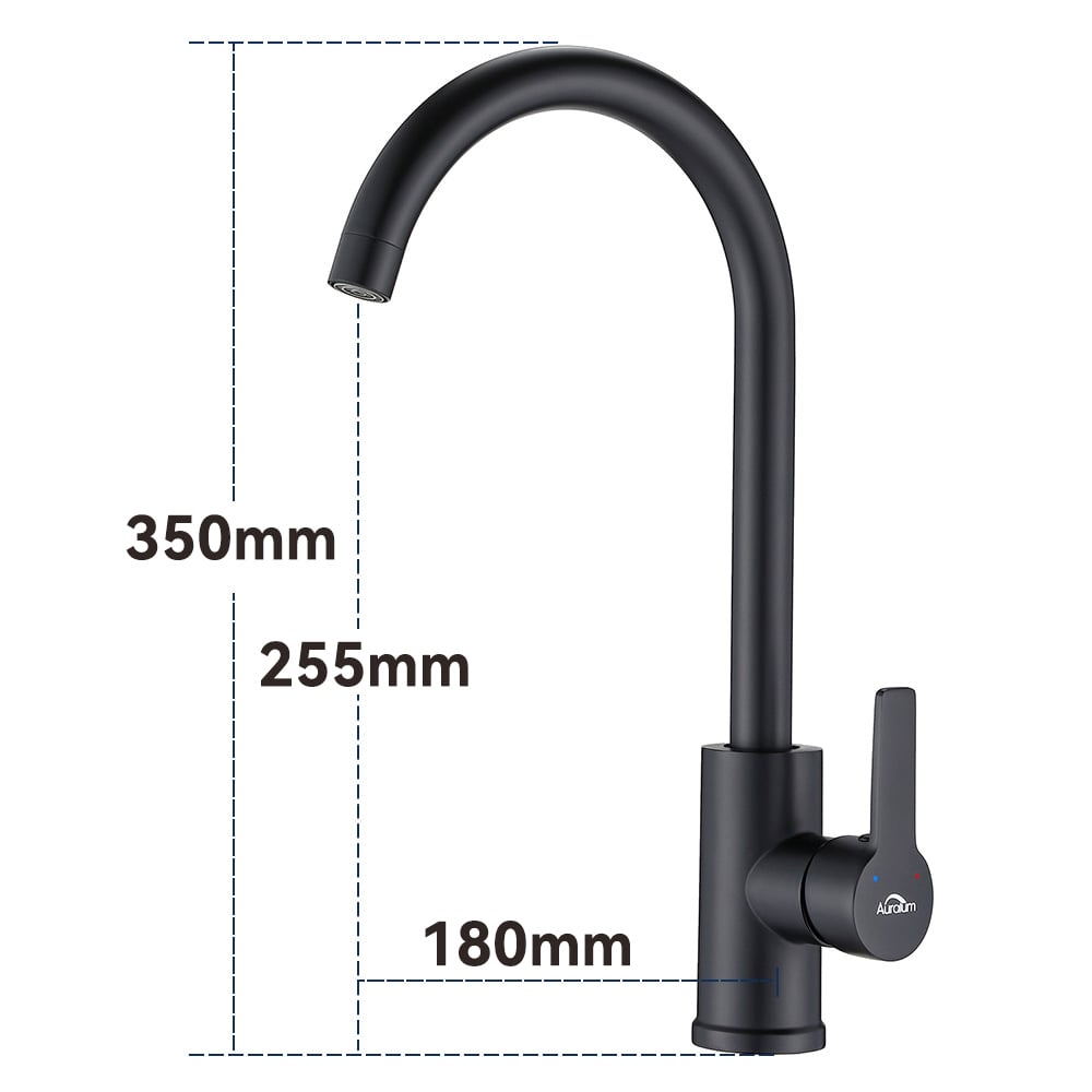 Grifo Para Fregadero De Cocina Arco Alto Con Boquilla Giratoria 360° Negro  Mate - Helia Beer Co