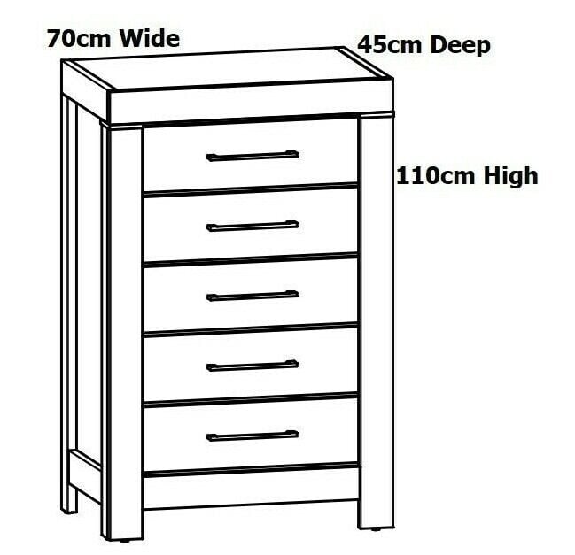 Tall chest of drawers deals 70cm wide