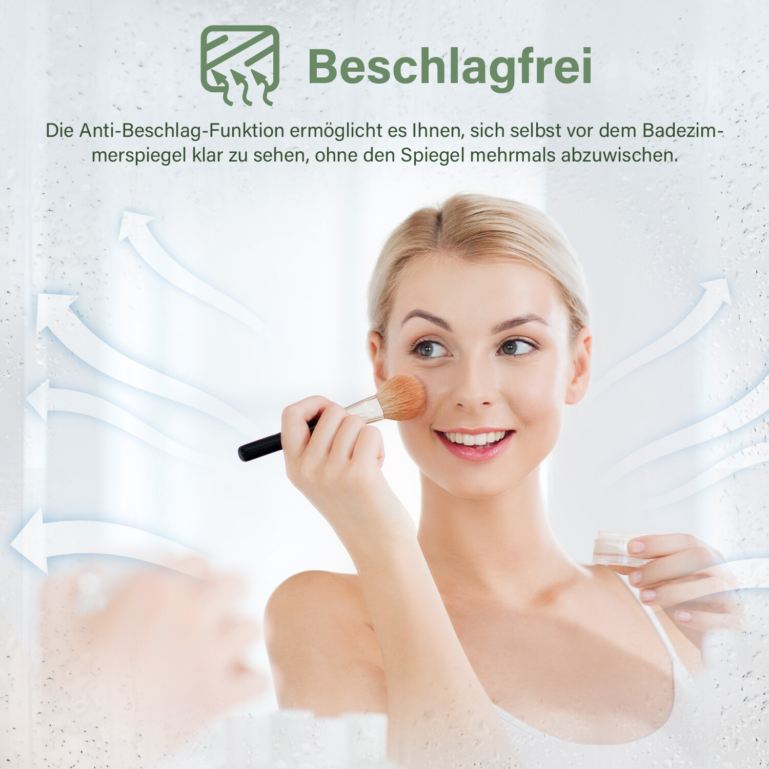 Bild 11 - Badspiegel LED mit Uhr Touch Beschlagfrei Beleuchtung Wandspiegel 120x60 3 Licht