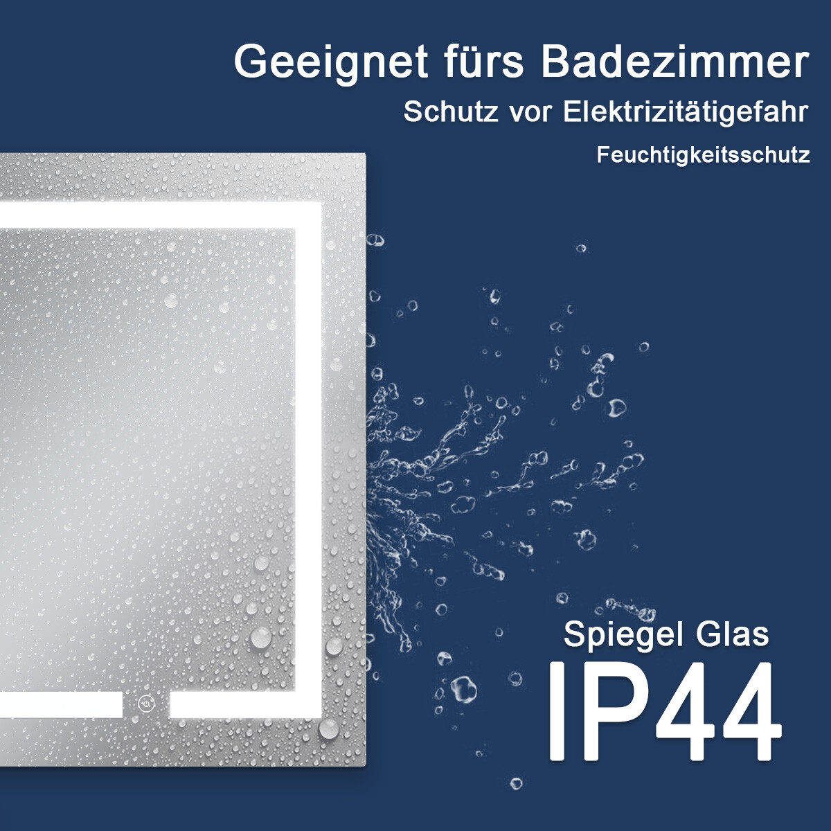 Bild 61 - LED Badspiegel mit Beleuchtung Badezimmerspiegel Touch Beschlagfrei 100x60 cm