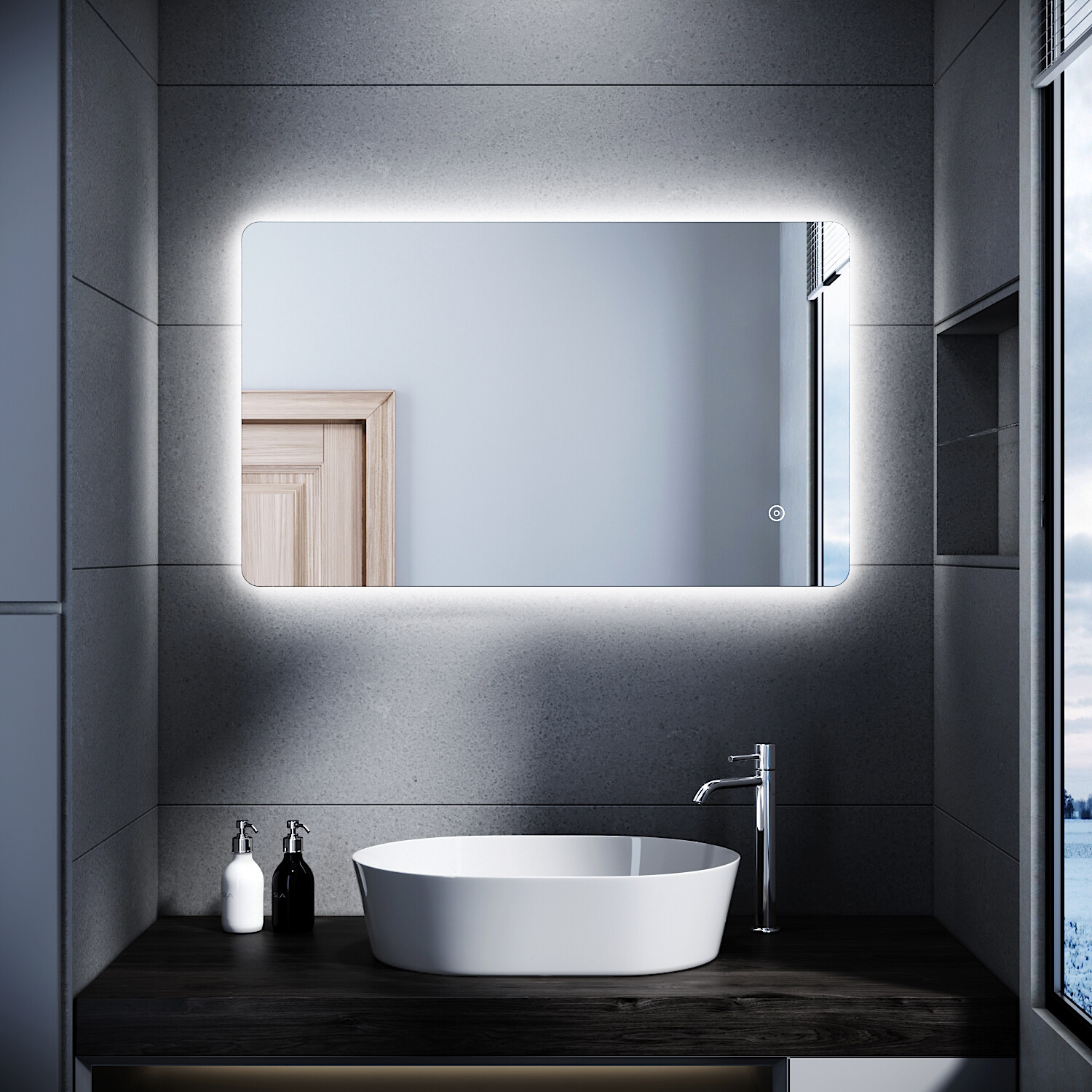 Bild 8 - LED Badspiegel mit Beleuchtung Badezimmerspiegel Touch Beschlagfrei 100x60 cm